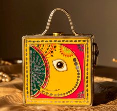 Mini Ganpati Lippan Art Handcrafted Square Sling Bag